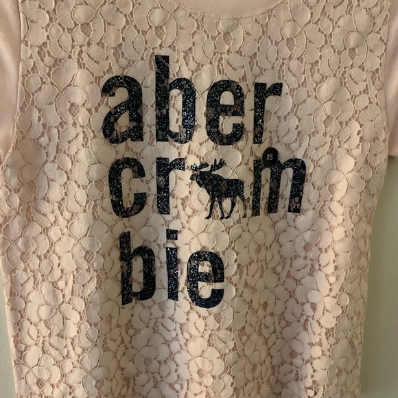 Abercrombie Girls T-Shirt Pink Lace Sz XS 8 - Picture 5 of 8